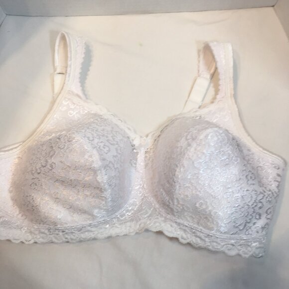 sz 38dd Playtex white unpadded and no underwire bra lace over attractive - Picture 1 of 5